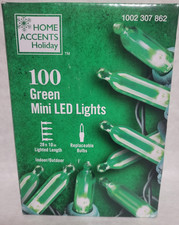 Home Accents 100 Green Mini LED Lights Green Wire NEW