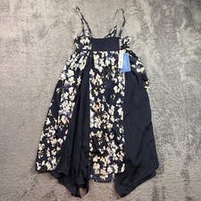 Simply Vera Vera Wang XS Women Floral Spaghetti Strap Dress Navy Blue Pink