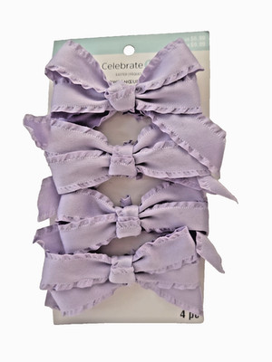 Celebrate It Easter/Holiday/Craft Ruffle BOWS 4 Pieces Purple 4.5'' Wide NEW