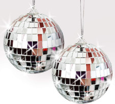 4 Inch Mirror Disco Ball, Set of 2, Silver Disco Balls with Hanging String for P