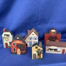 Vintage Primitive Saltbox Houses General Store Farmers Market SET of 7 ❤️blt10m4