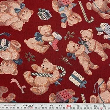 Christmas Memories Tapestry Look Bears Peter Pan Fabrics COTTON by the HALF YARD