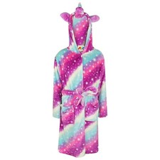 Girls 3D Animal Unicorn Pink Galaxy Bathrobe Fleece Dressing Gown Lounge Wears
