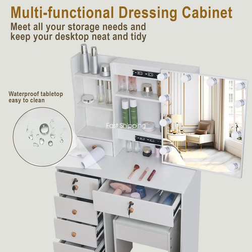 Dressing Table Set with Mirror Makeup Dresser Vanity Modern Home Furniture AU - Picture 4 of 6