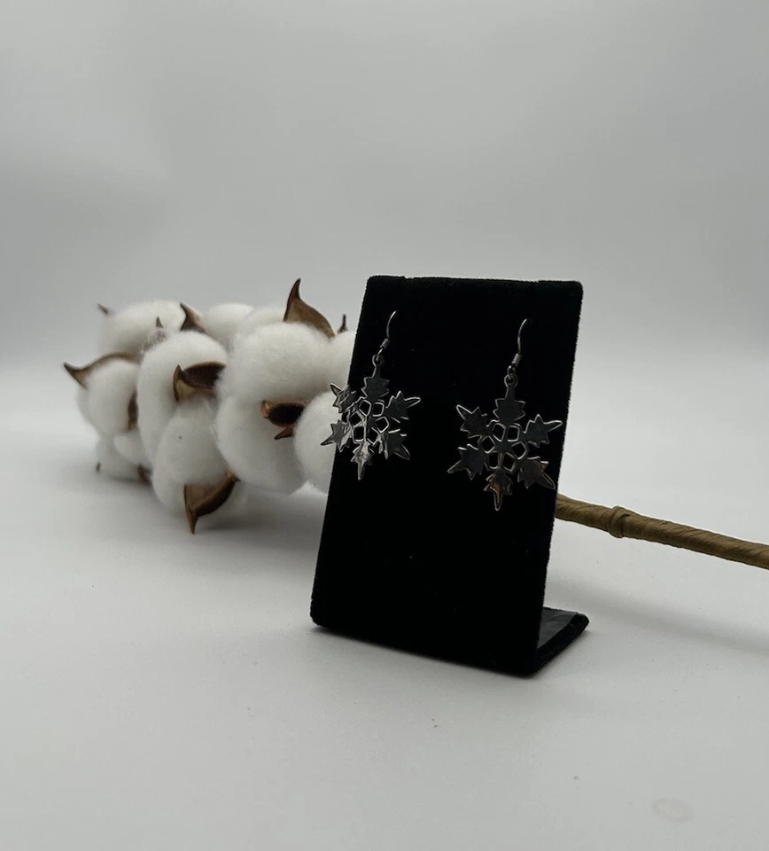 悬垂耳环 圣诞节 🎄雪花吊坠 复古纯银 925  — 第 3/4 张图片