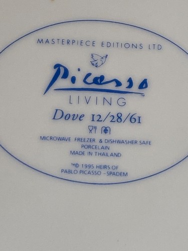 PICASSO Living Dove Dessert Salad Plate Porcelain Masterpiece Editions Set of 8 - Picture 11 of 11