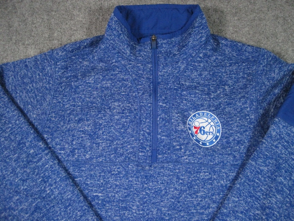 Philidelphia 76ers Sweater Mens Extra Large Blue Antigua 1/4 Zip NBA Basketball - Image 4 of 4