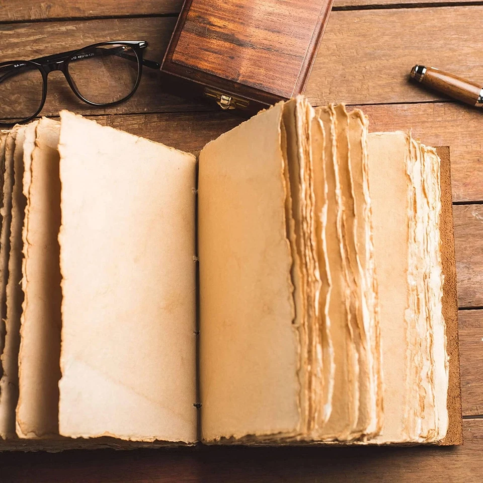 Diario de cuero puro A5 | 200 páginas vintage | Diario de viaje de cuero hecho a mano Foto 4 de 4