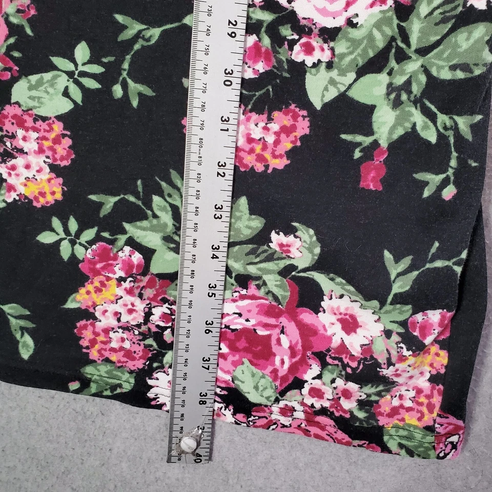 Karen Scott Women Dress 2X Black Floral Shirt Short Sleeve Tunic Pullover - Image 2 of 4