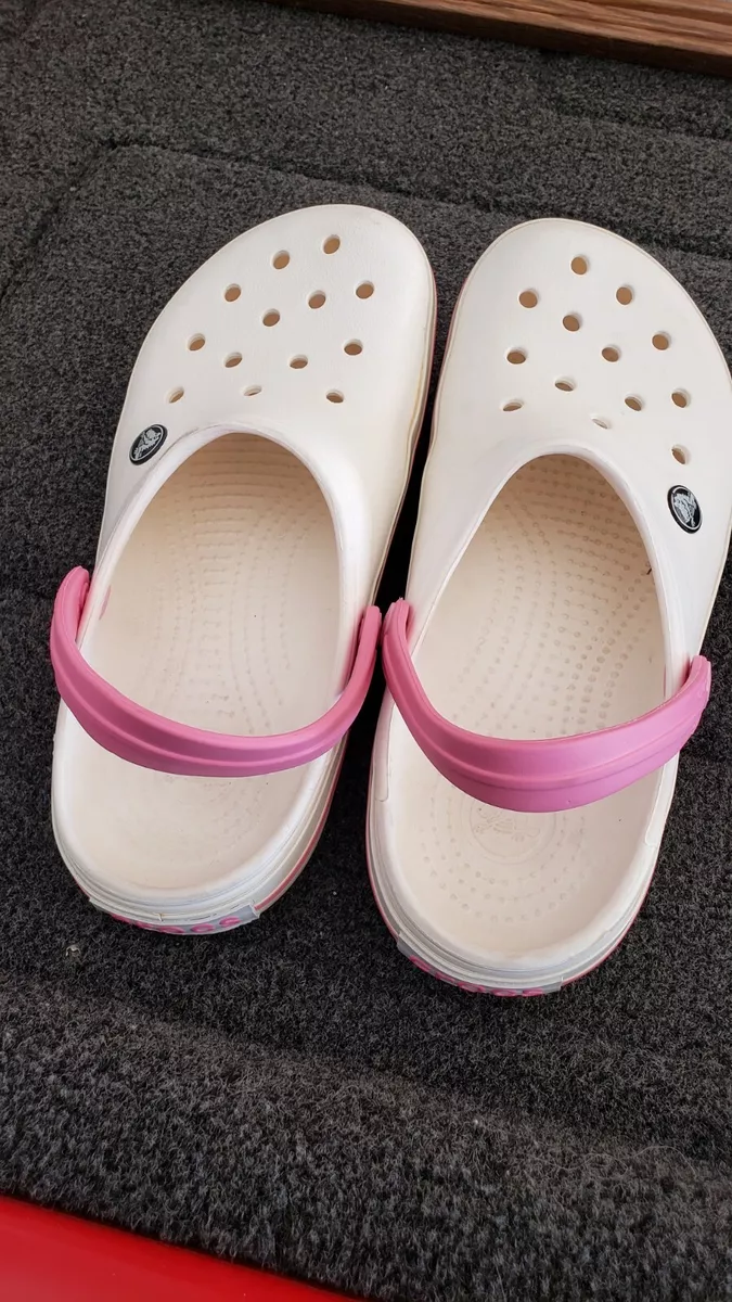 Crocs Classic Clogs With Strap Pink White Womens Size 9 Mens 7