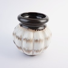 Vase bauchig braun weiß rund ca 16 cm hoch/ Scheurich-Keramik 292-16
