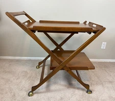 VTG Mid Century Modern Rolling Serving Cart Tea Bar Foldable Yugoslavia NASCO