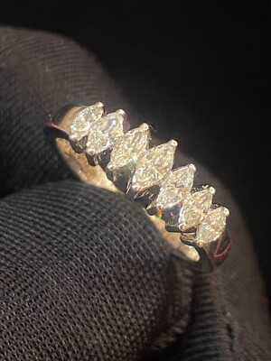 Stunning 1/2 Carats Marquise-Form Natürlich Diamanten Verlobung Ring In 14K Gold