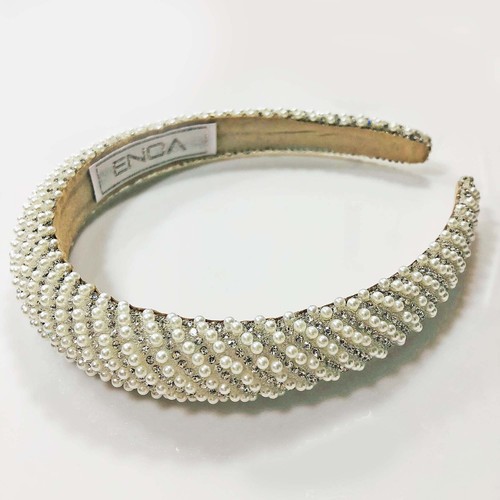 Bridal Pearl and Rhinestone Headband Womens One Size OS Hair Accessory - Picture 7 of 7