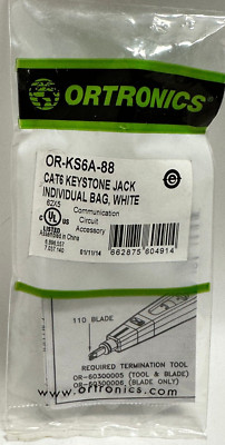 KS6A-88 Ortronics CAT 6 Keystone Jack OR-KS6A-88 - White