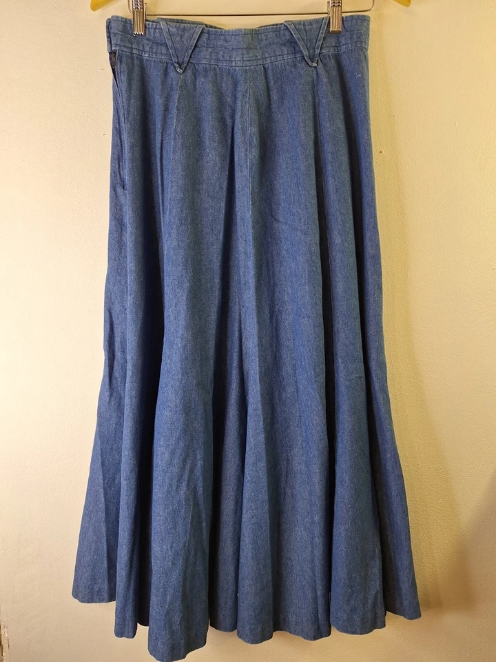 Ручной работы женщин джинсовой ткани круг юбка маленький Western ковбой Western Y2K богемное 2000-х - Изображение 2 из 4