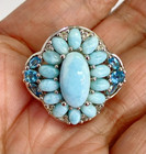 HSN Colleen Lopez Sterling Silver Larimar, Swiss Topaz & White Topaz Ring Size 5 — photo 5
