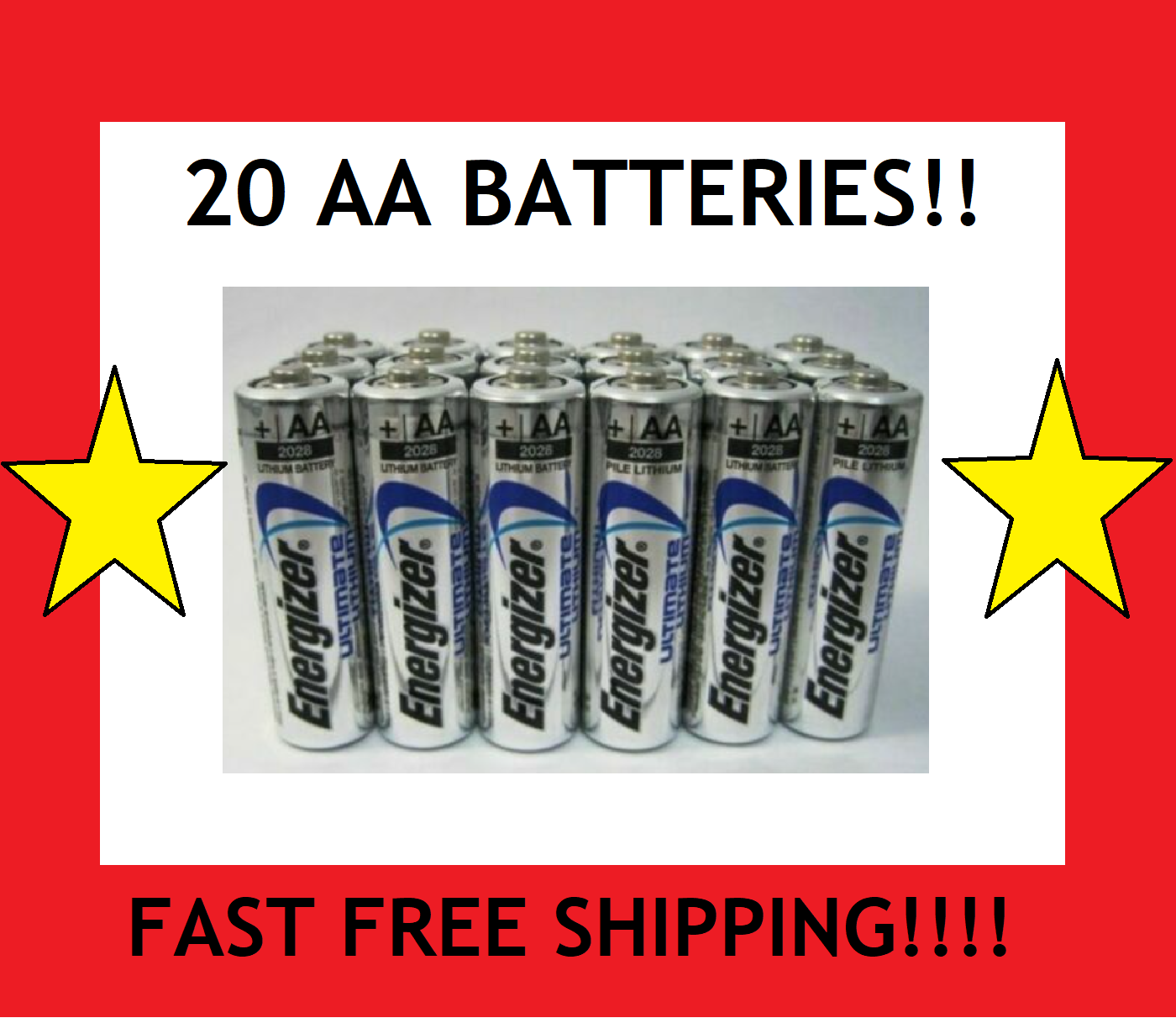 20 Energizer AA Ultimate Lithium Batteries Battery Double A =EXP 2038/