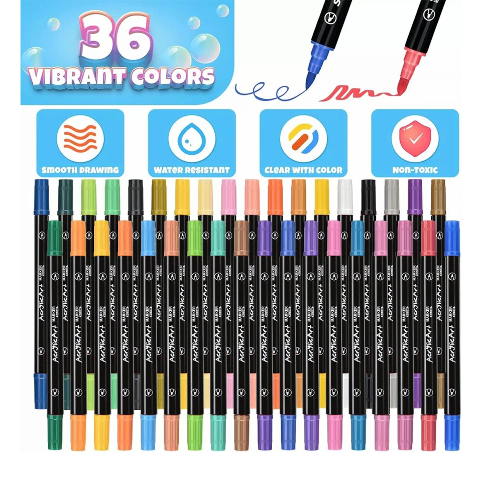 Acrylstifte für Steine Wasserfest 36 Farben Marker Stifte zum Steine Bemalen NEU - Bild 3 von 4