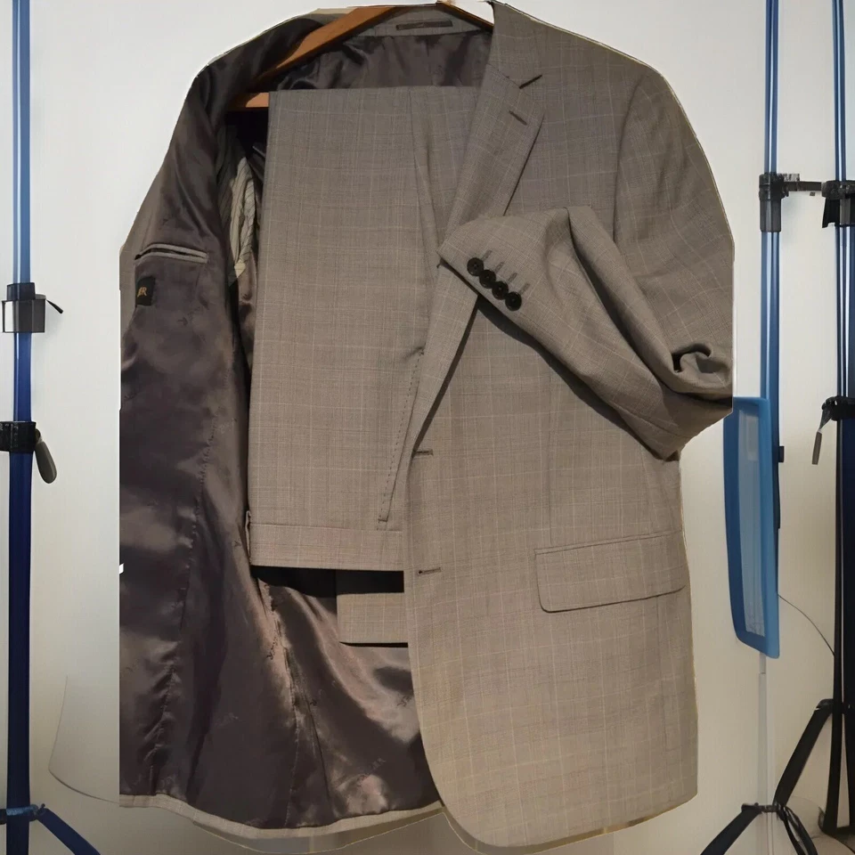 JAEGER ~ TRAJE DE TRABAJO/EMPRESA DE VERANO ELEGANTE GRIS A CUADROS LONDRES REINO UNIDO 42 UE 52 Foto 4 de 4