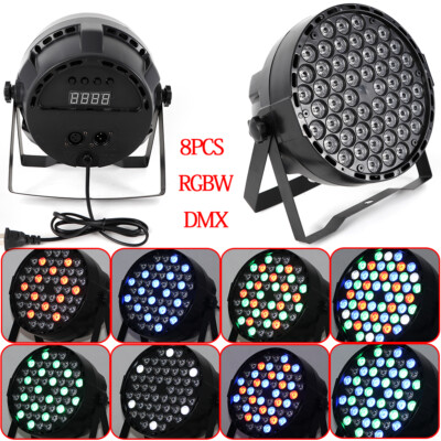 54X3W LED Stage Par Lighting 8 PCS RGBW DMX512 DJ Disco Party Club Strobe Light