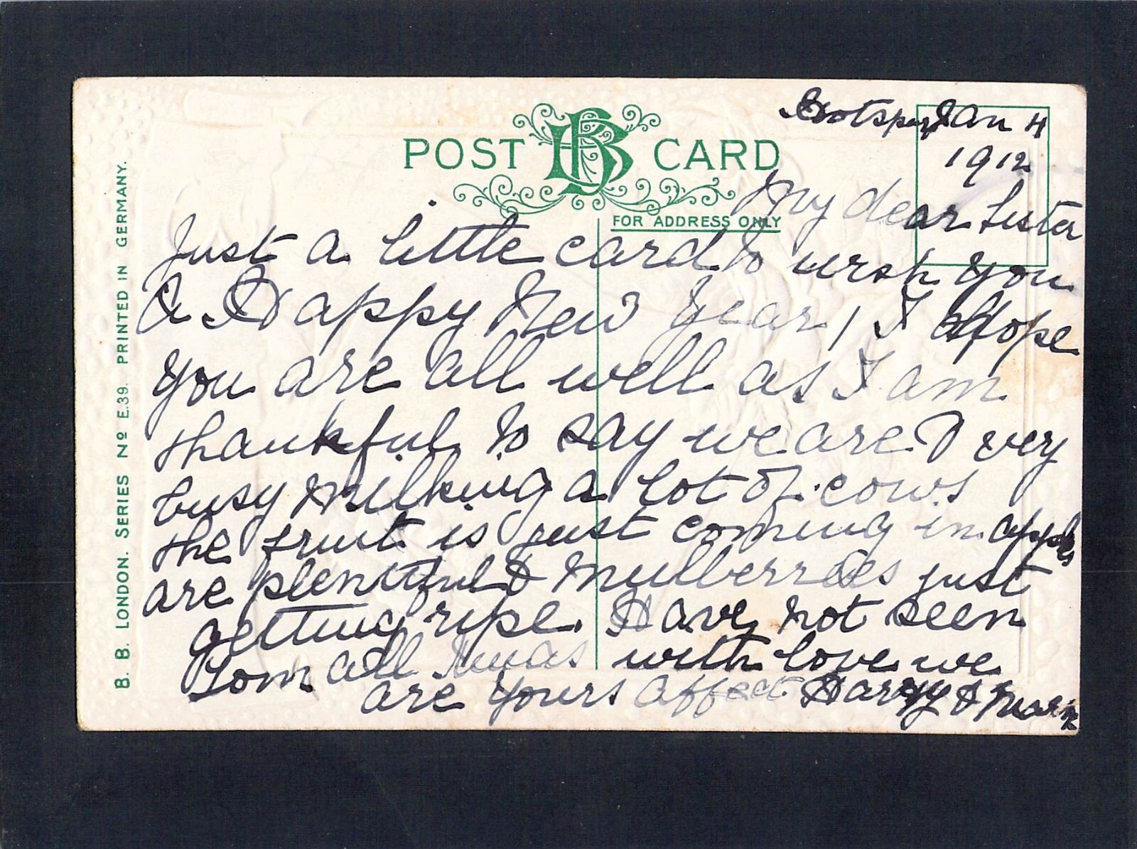 E8373 Greetings embossed flowers Music Score c1912 vintage postcard eBay