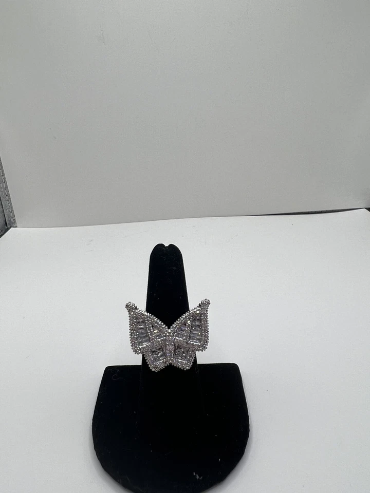 IMPRESIONANTE NUEVO ANILLO MARIPOSA PLATA CIRCONITA HELADA 3D PLATA TRENDY CHIC TALLA 5 Foto 2 de 4