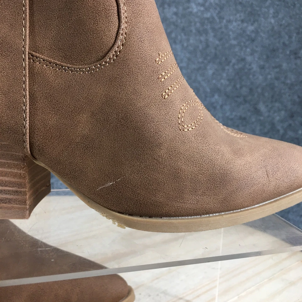 Botas Rachel Zoe para mujer 8M Rocky Pull On Western Tacones Botín Marrón Imitación Cuero Foto 3 de 4