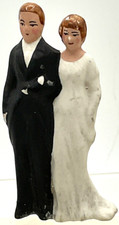 Vintage Ceramic Cake Topper Bride Groom Mid-Century Wedding Figurine