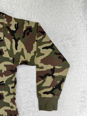 Avirex Shirt Adult Small Green Brown Woodland Camo Waffle Knit