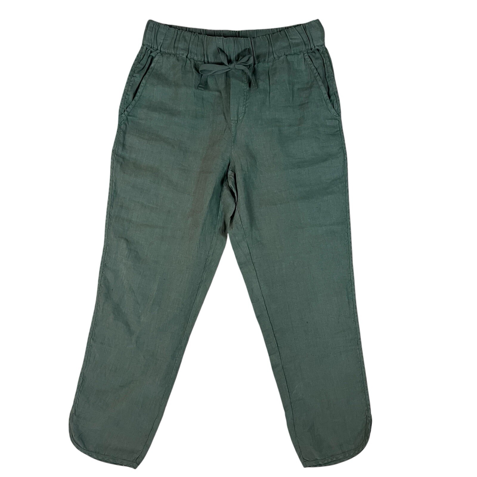Caslon Womens Olive Green Cropped Linen Drawstring Pants Medium NWT