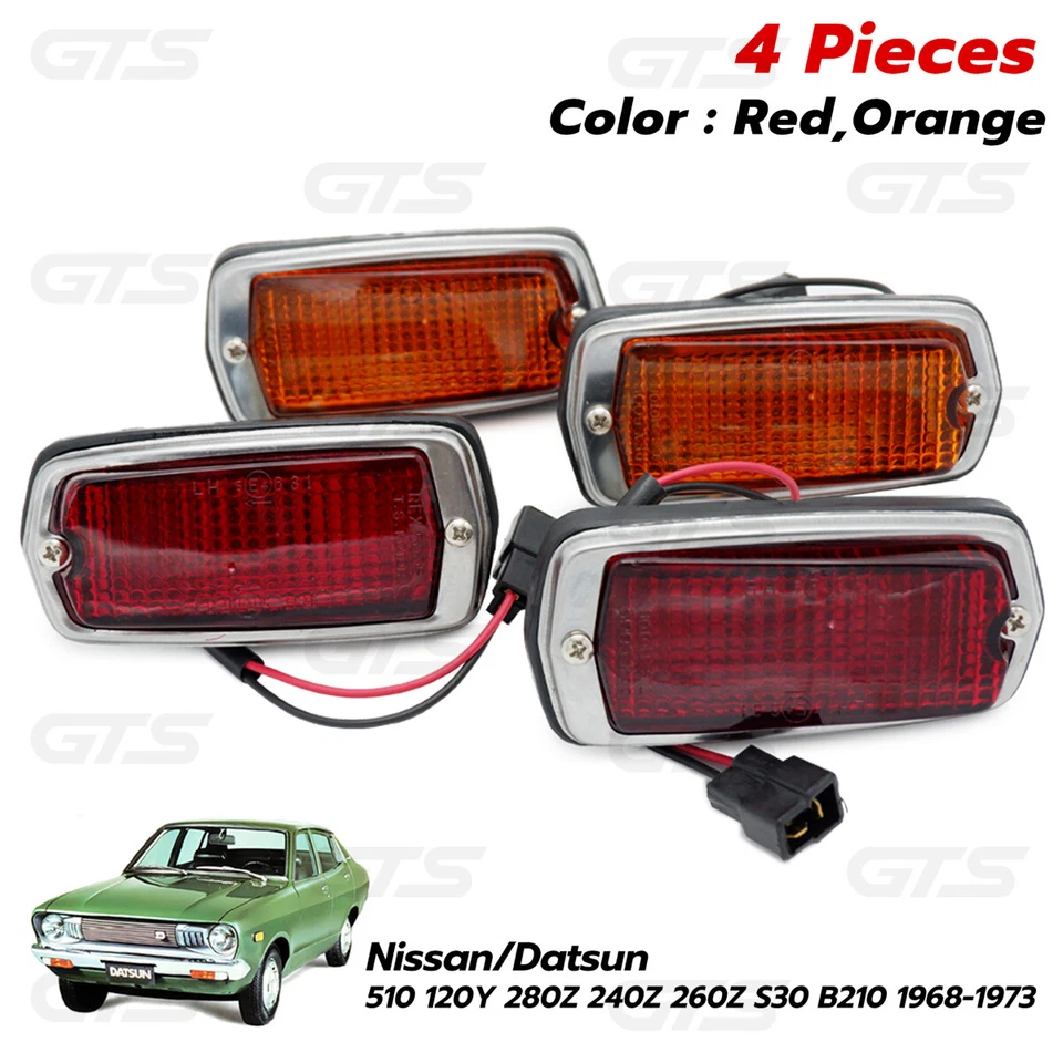 Боковые габаритные огни красный + желтый набор для Nissan Datsun 510 120Y 280Z B210 1968 1973 - Изображение 4 из 4