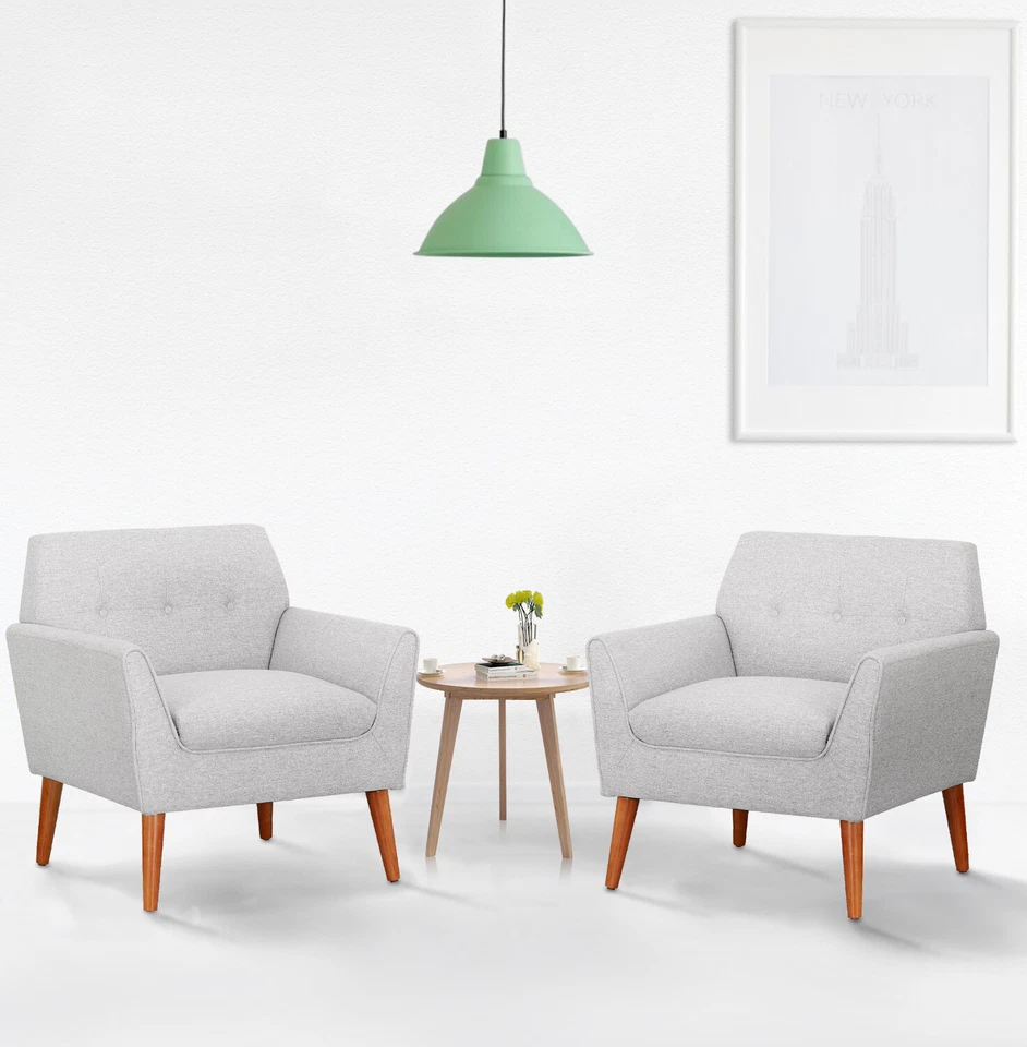 Silla de tela acento sofá individual cómodo moderno tapizado sillón sala de estar Foto 2 de 4