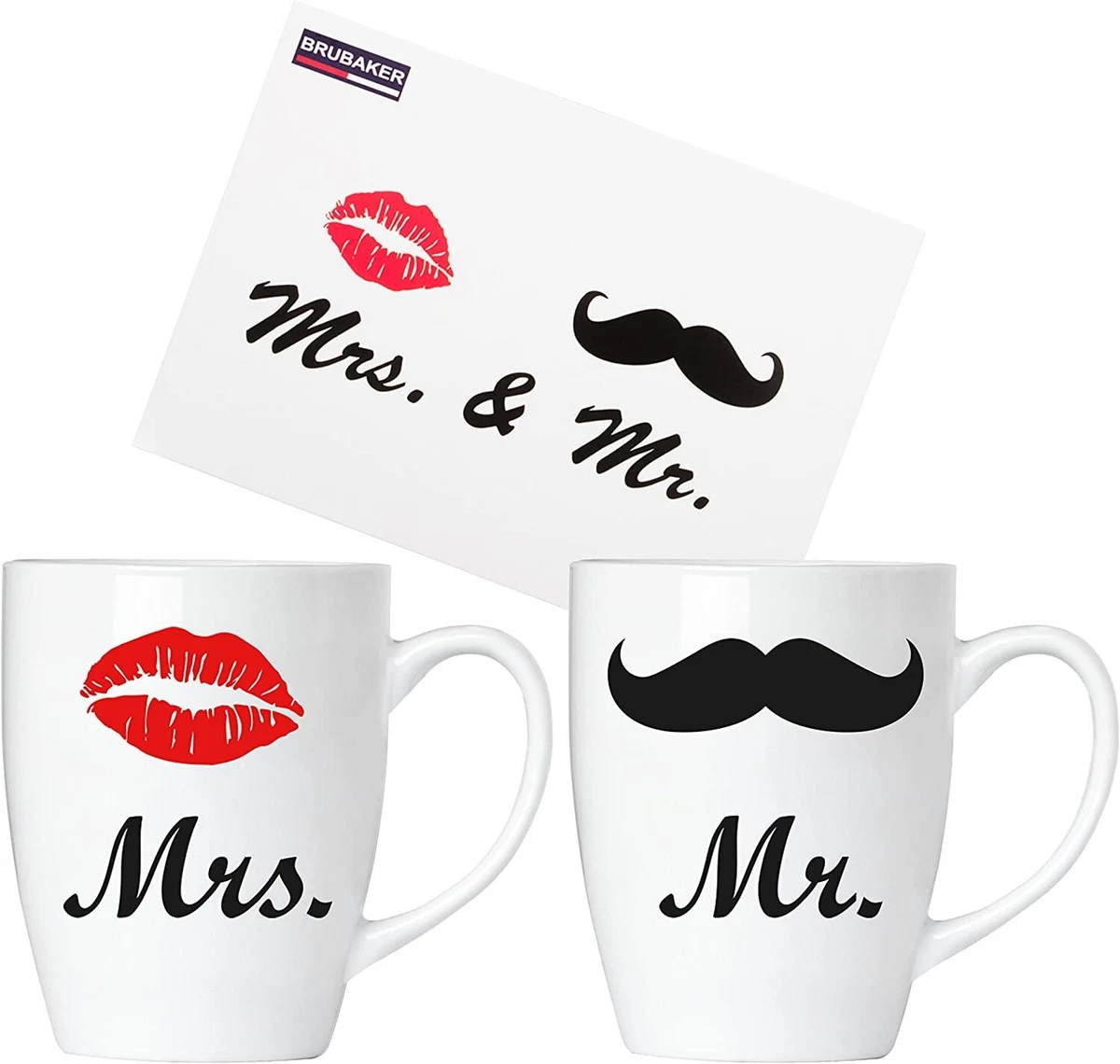 Mr & Mrs Kaffeebecher 2er Set Keramik Tassen Hochzeit Geschenk für Brautpaare