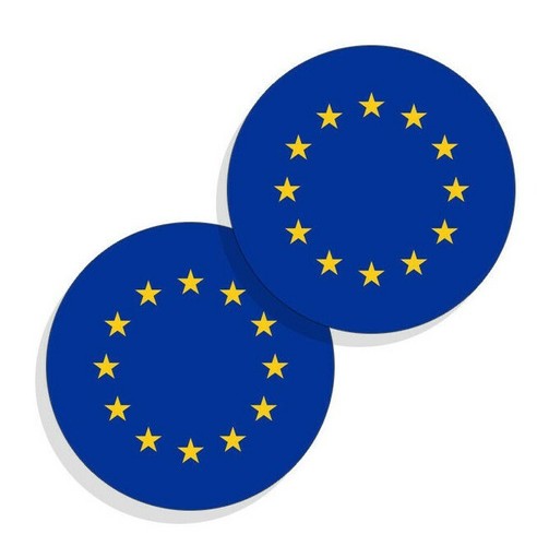 European Union Flag Stickers Flag Decals Vinyl Stickers Round 4 pack - Picture 3 of 4