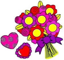 bouquet flower valentine hearts sticker wall safe 7.5  inch 3pc