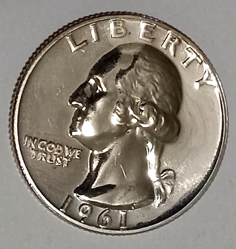 🟅 1961 PROOF 90% Silver Wash. Quarter 25¢