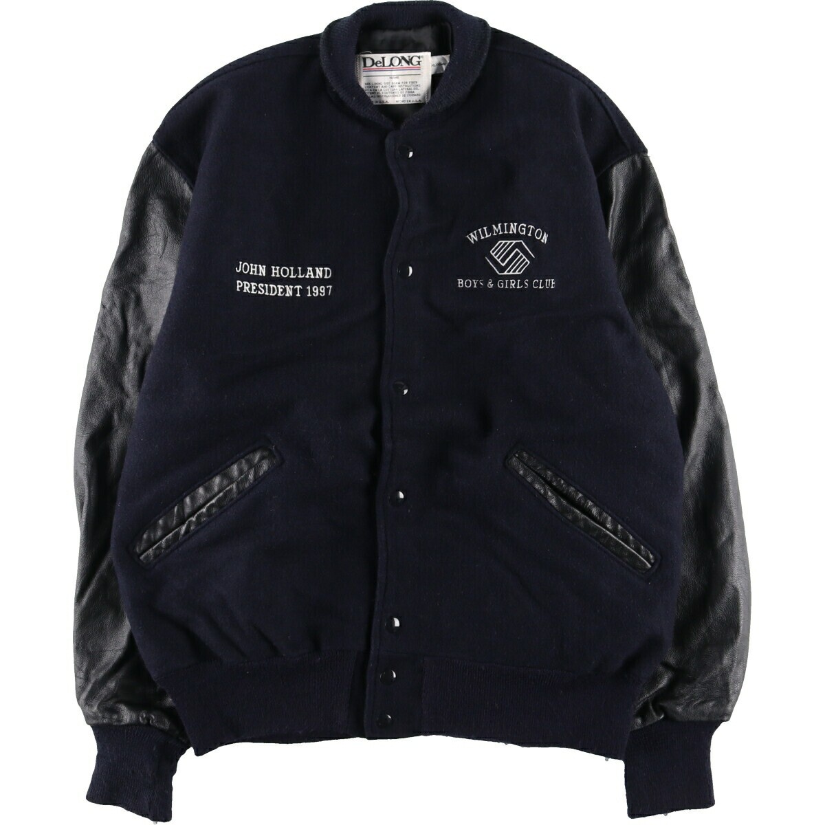 Vintage Delong Leather Wool Stadium Jacket Award Varsity Vintage Delong Leather Wool Stadium Jacket Award Varsity