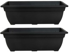Image of 2 x Bell Trough Bell Planter Plant Pot 50cm Plastic Black Colour Garden Pot
