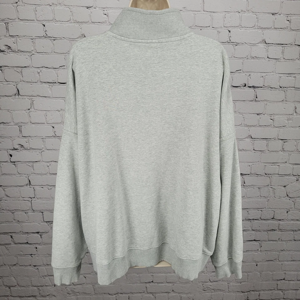 Aerie Heather Grey 100% Cotton 1/4 Zip Pullover Pockets Oversized Sweatshirt XXL - Image 2 of 4