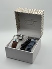 Jessica Simpson women's watch easy-change set with a silver-tone case
