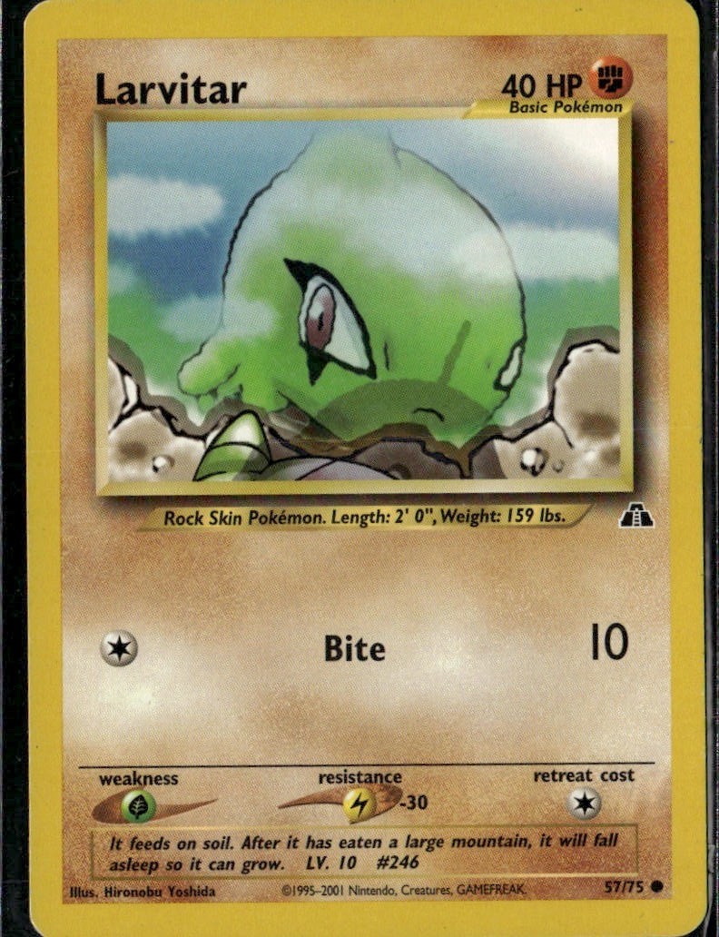 Larvitar Common Neo Discovery 57/75 Fighting Unlimited Pokemon Card