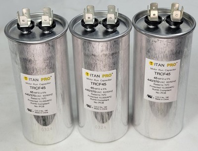 Titan Pro, TRCF45, Motor Run Capacitor, 45 MFD (BRAND NEW) (3-Pack)