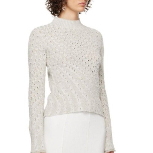 Acne Studios Pale Gray Mock Neck Rib Knit Sweater Size Medium Minimalist Boho