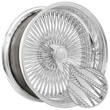 20x8" LA Wire Wheels Reverse Diamond Cut 150-Spoke Straight Lace Chrome (B10)