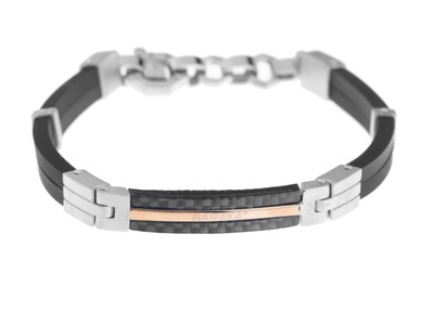 Baraka Armband 18kt Roségold Stahl 925er Silber Carbon Kautschuk Neu