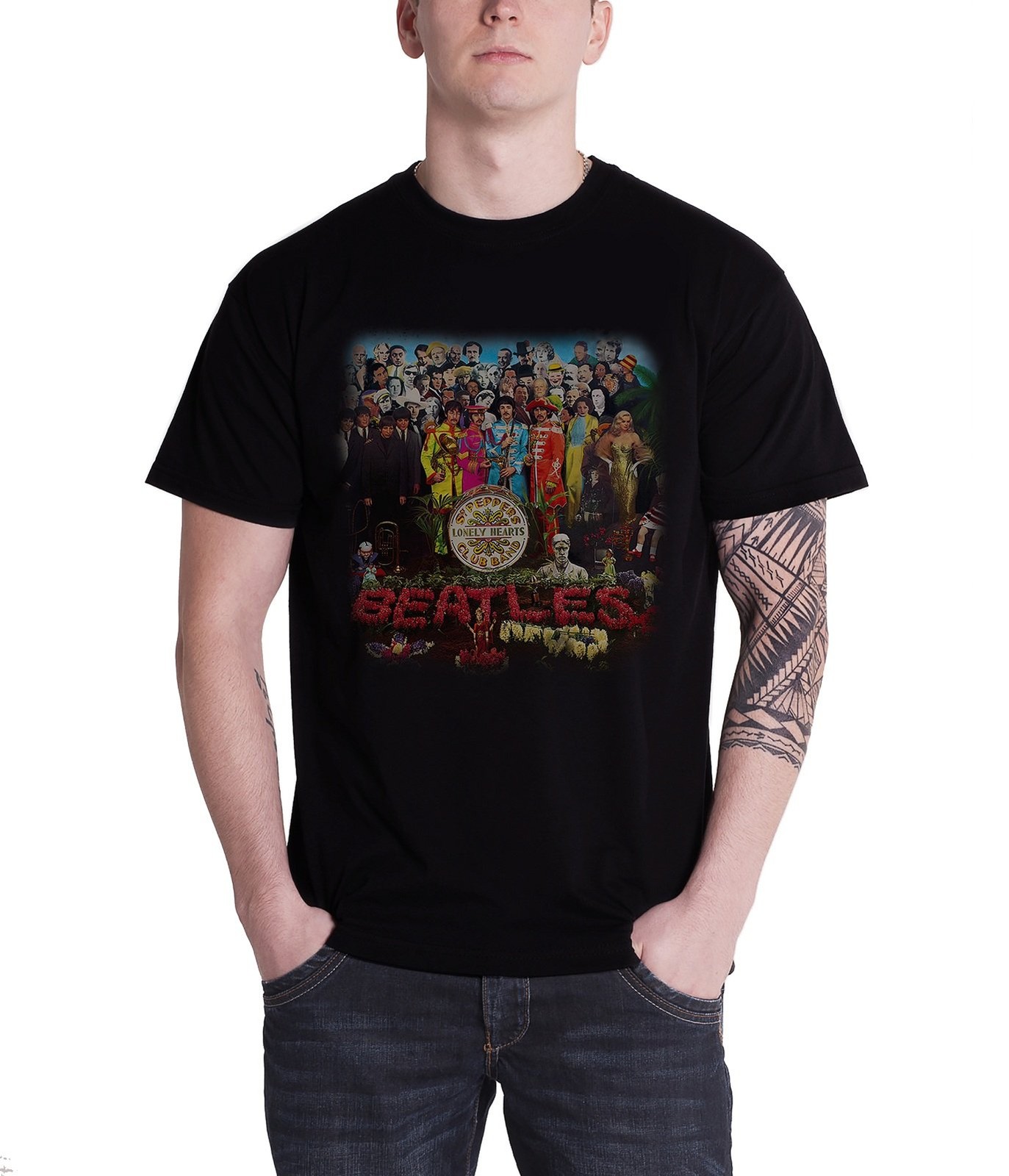 The Beatles Mens SGT Pepper Short Sleeve T-Shirt XL Black 5990₽
