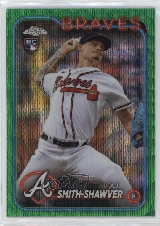 2024 Topps Chrome Green Wave Refractor /99 AJ Smith-Shawver #19 Rookie RC 0vp1
