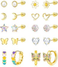 Screw Flat Back Hypoallergenic Earrings for Girls Toddler Baby Kids Jewelry f...