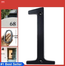 House Number Sign 4 Inch Zinc Alloy Black Modern Door Plaque Street Address